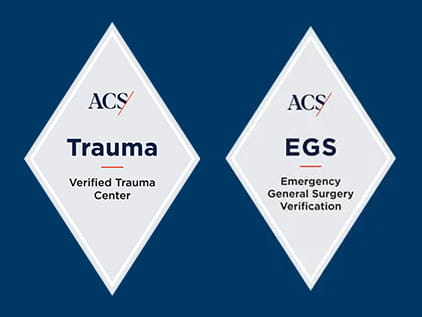 American College of Surgeons verified trauma center and emergency general surgery verification program logos
