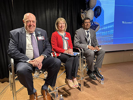 Bob Page, President and CEO, The University of Kansas Health System; Tammy Peterman, President, Kansas City Division and Executive Vice President, COO and Chief Nursing Officer, The University of Kansas Health System and Raghu Adiga, MD, President and CEO of Liberty Hospital.
